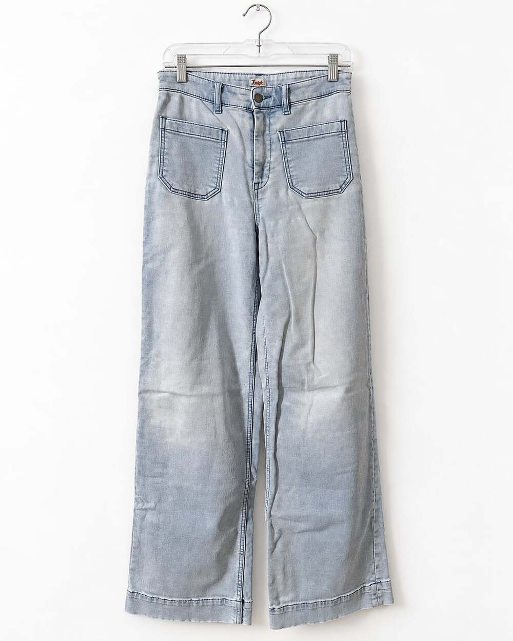 Faherty Light Wash Wide Leg Denim Jeans Front Patch Pockets-28